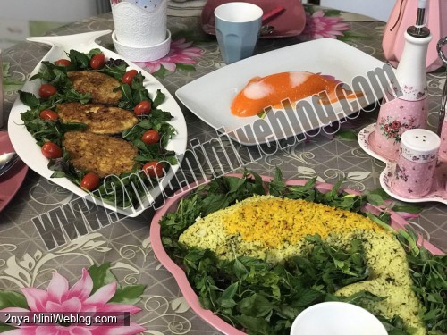 تزیین سبزی پلو ماهی روز اول عید نوروز ژله ماهی گلی