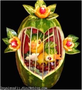 تزیین هندوانه شماره پانزده / به شکل قفس پرنده watermelon bird case