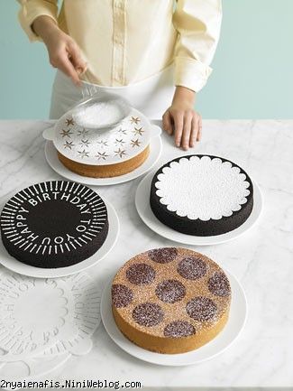 تزئین کیک با شابلون( پودر قند، کاکائو،اکلیل و ...) تزیین کیک با استنسیل شماره یک  Cake Stencils