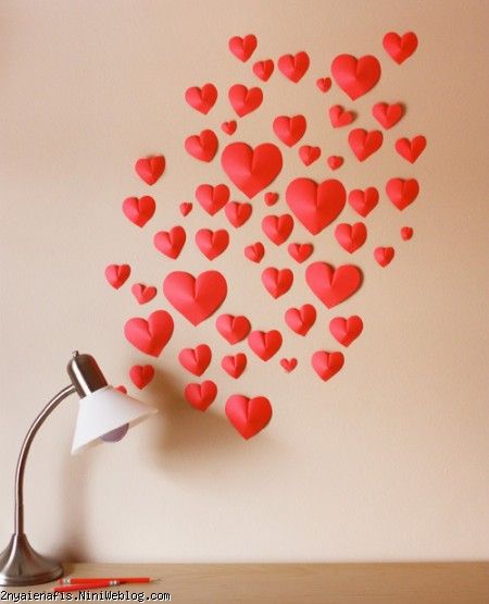 آموزش تزیین دیوار با قلب های برجسته کاغذی روز عشق ولنتاين آموزش قلب برجسته