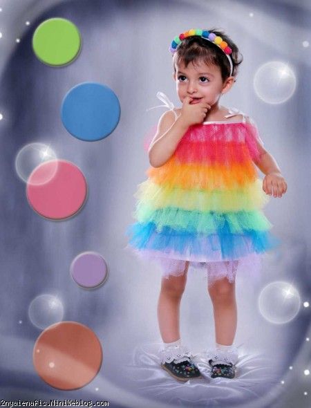 تولد پرنیا با تم رنگین کمونی رنگین کمان مدل کارت دعوت لباس رنگی