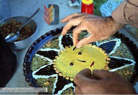 عکس تزئین آش رشته به شکل خورشید برای پذیرایی از مهمان تشویق به غذا خوردن بچه ها و کودک