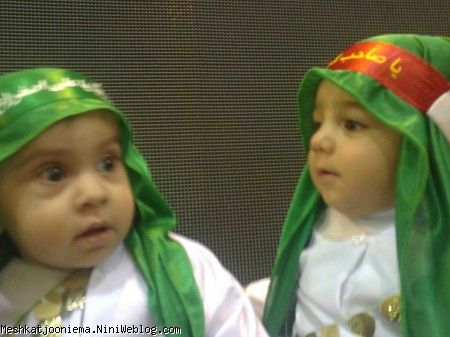 مشکات و علی( پسر خاله زینب) برای اولین بار در همایش شیرخوارگان حسینی