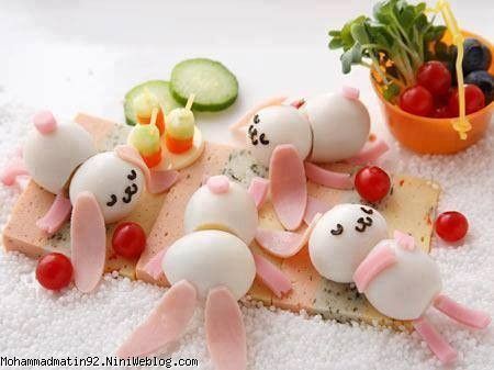 تزيين تخم مرغ براي بچه ها به شكل خرگوش