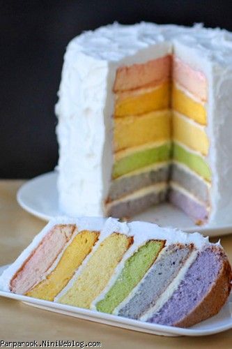 کیک خوشگل و رنگارنگ با رنگ های طبیعی 