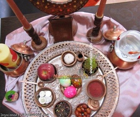 ایده هایی برای تزیین سفره هفت سین نوروز در ظروف مسی 91