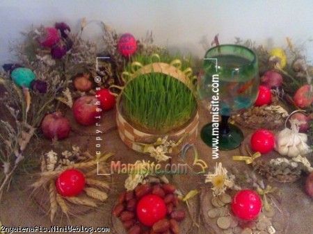 ایده هایی برای تزیین سفره هفت سین نوروز با کنف و گندم 91
