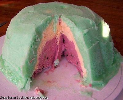 طرز تهیه بمب بستنی یخ به شکل هندوانه