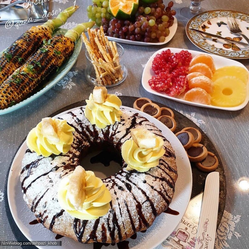 دستور پخت کیک موز و گردو