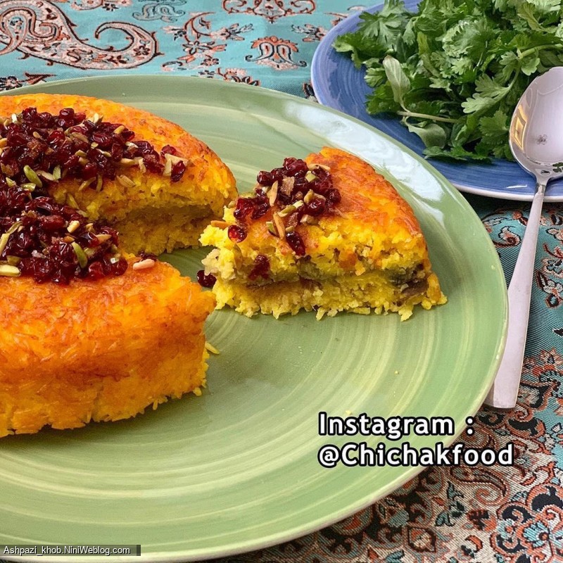 تهچین گوشت و بادمجان (10)