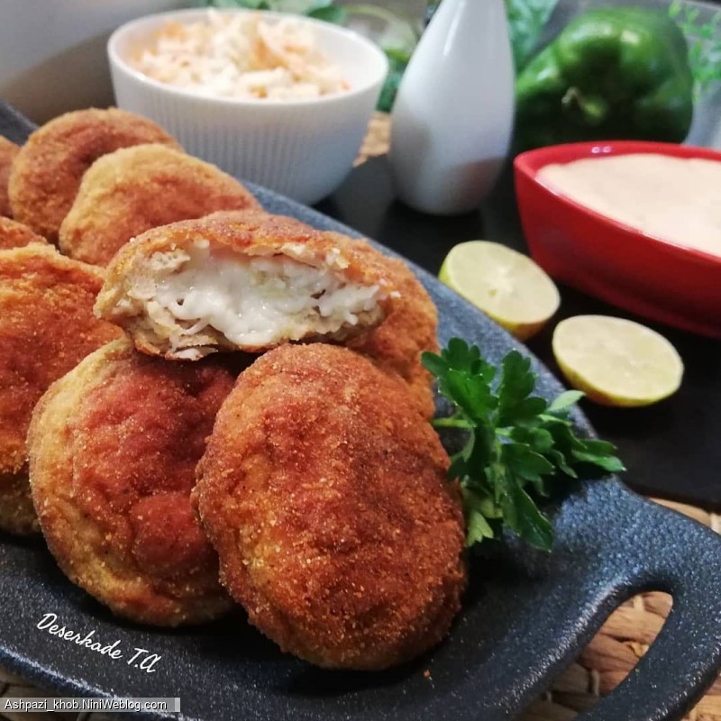 طرز تهیه کتلت مرغ و پنیر (10)