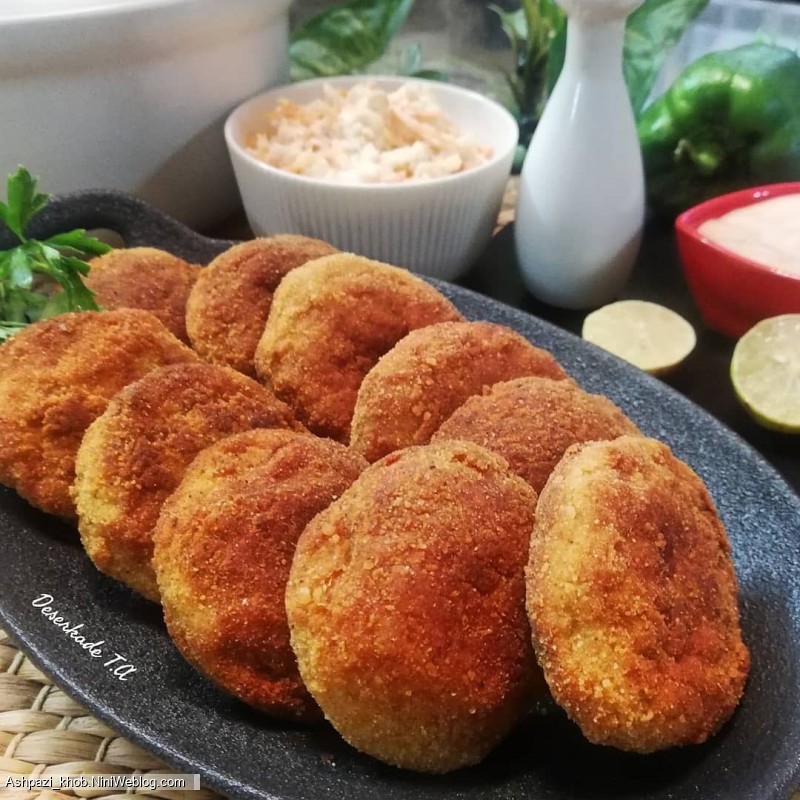 طرز تهیه کتلت مرغ و پنیر (9)