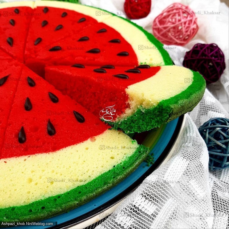 کیک هندوانه تابه ای بدون فر