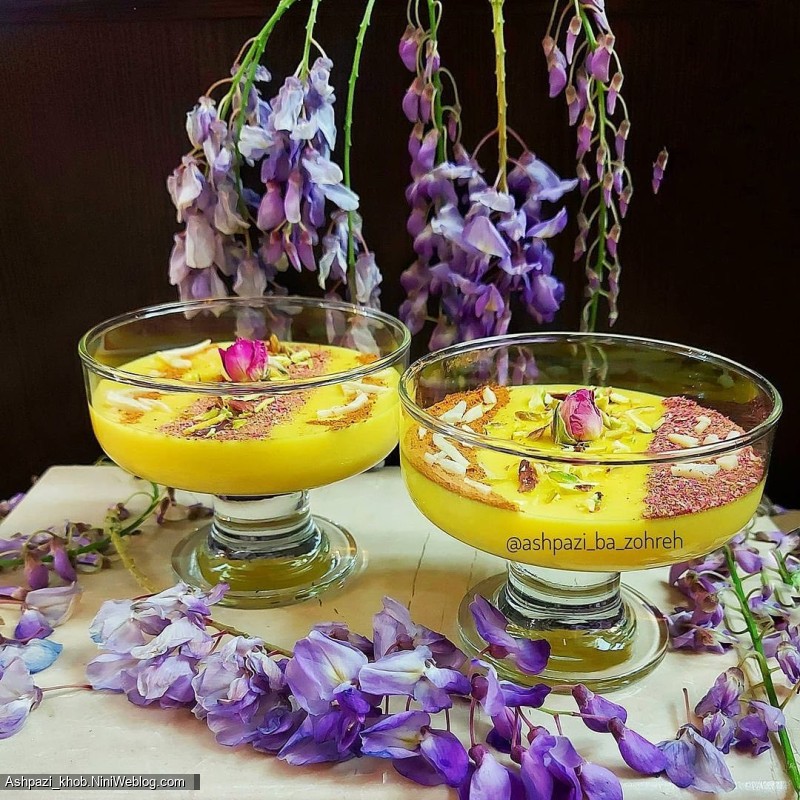 طرز تهیه فرنی زعفرانی با آرد برنج