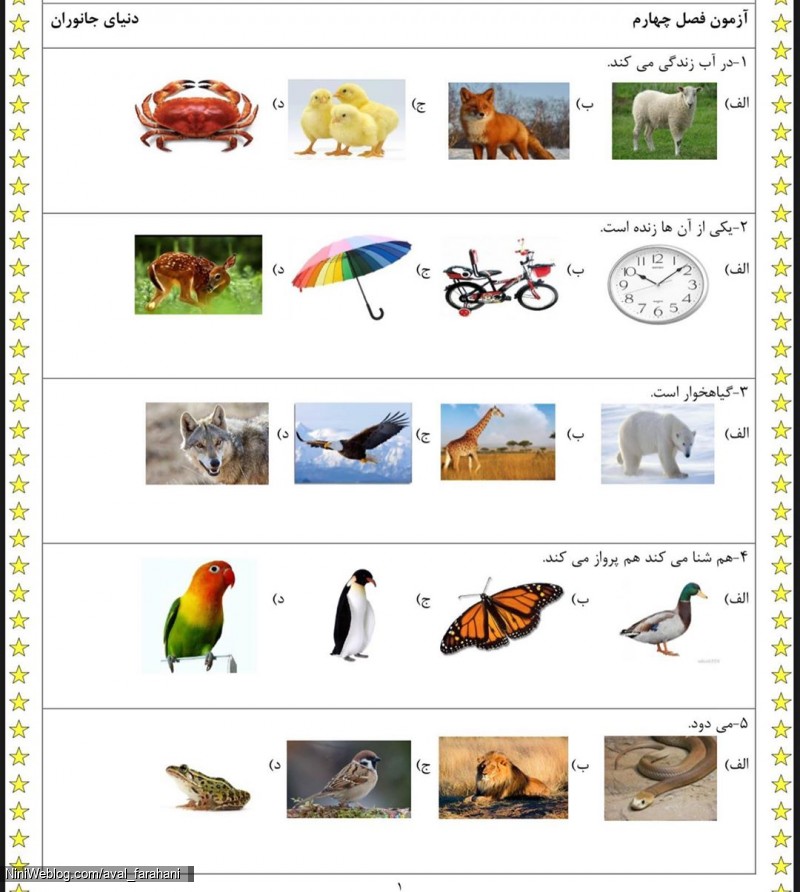 نمونه سولات تستی علوم اول از فصل یک تا فصل چهارم (7)