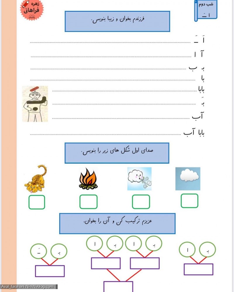 کاربرگ های هدفمند برای نشانه ی اَ