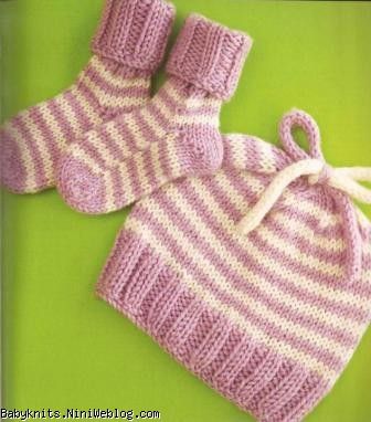 stripped hat and bootie set