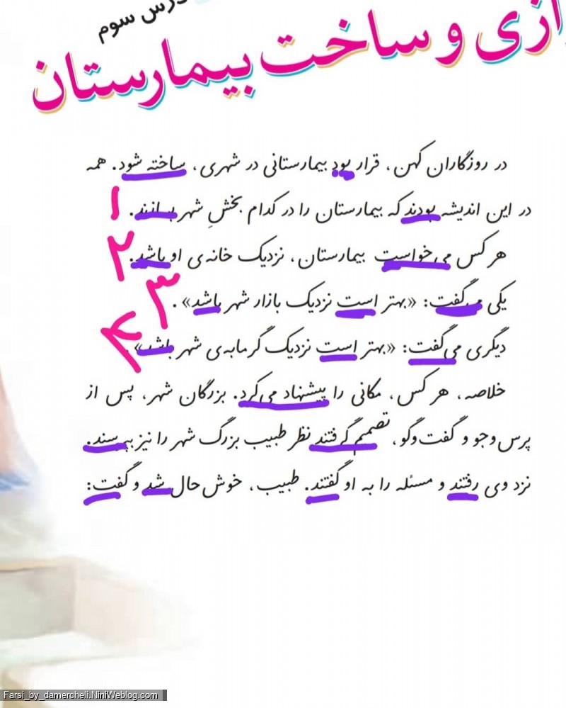 اینم از درس سوم، فارسی پنجم، رازی و ساخت بیمارستان
