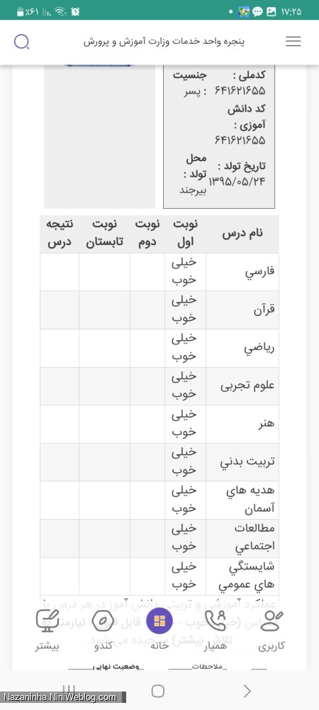 کارنامه مرتضی جون و میترا جون