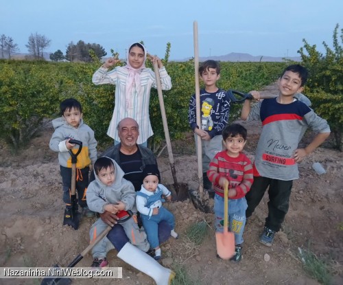 نوه هاو کمک به باباحاجی در آبیاری
